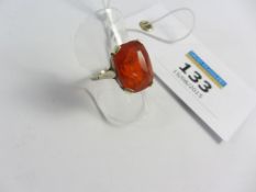 Fire opal set ring tested to 9ct