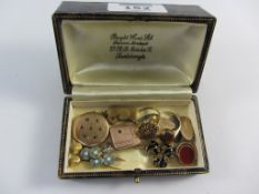 Victorian swivel fob, stick pins, lockets, citrine set ring hallmarked 9ct,