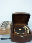 Pye record player and a box of records