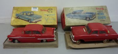 Tri-ang Minic Electric Vauxhall Victor and a Tri-ang Electric Ford Zephyr - both boxed (2)