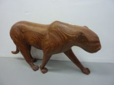 Carved wood panther sculpture L105cm