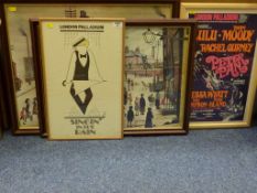 Two 1980's 'London Palladium' posters and two Lowry Street scene colour prints