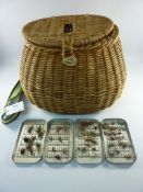 Collection of fishing flies in a mid 20th century Hardy Bros Ltd metal case,