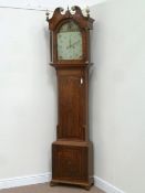 Early 19th century oak and mahogany banded longcase clock with inlaid detail,