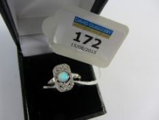 Opal Deco style dress ring stamped 925