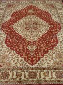 Persian Kum red ground rug,