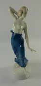 Rosenthal figure of a dancer, designed by Berthold Boehs, bare breasted with a long skirt,