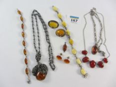 Amber and other stone set jewellery