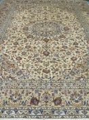Persian Kashan beige ground rug carpet,