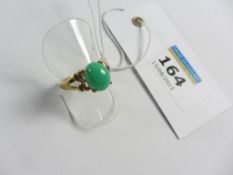 Cabochon set gold ring hallmarked 9ct