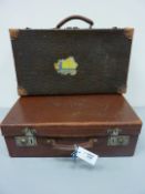 Vintage leather suitcase L50cm and one other