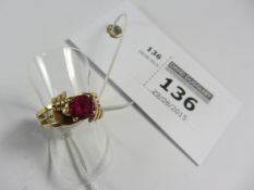 Modernist ruby set ring stamped 18k