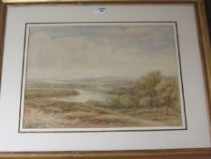 River Landscape, watercolour signed and dated James Orrock (Scottish 1829-1919) 1879,