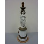 Mid 19th century table lamp (converted to electric) Parian figures depicting The Judgement of Paris