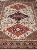 Persian Caucasian beige ground rug carpet,