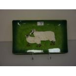 Eskdale Studio platter painted with sheep L34cm (with stand)