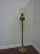 Oil lamp on brass stand, converted to electricity H160.