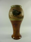 Early 20th century Doulton Lambeth stoneware vase decorated with birds and flowers,