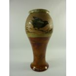 Early 20th century Doulton Lambeth stoneware vase decorated with birds and flowers,