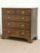 George III mahogany chest fitted with two short and three long drawers, crossbanded in fruitwood,