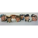 Collection of Royal Doulton character jugs comprising 'The Falconer', 'Capt Ahab', 'Gone Away',