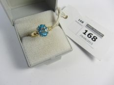 Blue topaz gold ring hallmarked 9ct