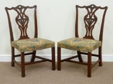 Pair reproduction mahogany Chippendale style chairs,