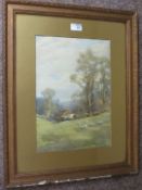 'A Surrey Homestead', watercolour signed by Frederick Parks (British exh.