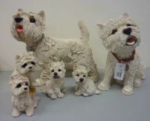 Leonardo Collection model of a West Highland Terrier H34cm and four other Westie ornaments (5)