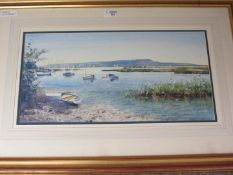 'Christchurch Harbour', watercolour signed and dated by Christopher Hollick 2003,