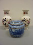 Pair Masons 'Mandalay' pattern vases and Ringtons ginger jar