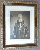 Large early 20th century photographic portrait in simulated rosewood frame 98cm x 79cm