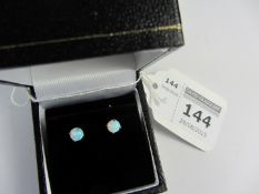 Pair of gold-plated opal stud ear-rings