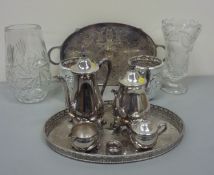 Viners silverplated tea set with tray, another Viners silverplated tray,