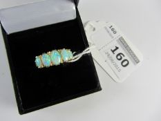 Five stone opal gold-plated ring