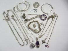 Hallmarked silver and bangles bracelets,
