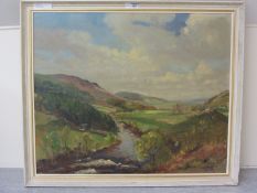 The River Wharfe, mid 20th century oil on canvas board signed by Gordon Clifford Barlow,