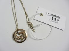 Gold 'Pisces' pendant necklace hallmarked 9ct approx 6.