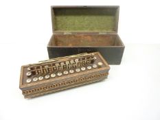 Musical Instruments - 19th century inlaid rosewood and brass concertina accordion with mother of