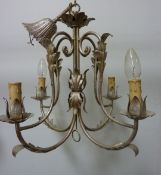 Pair silvered metal centre light fittings H48cm and a similar four branch light fitting