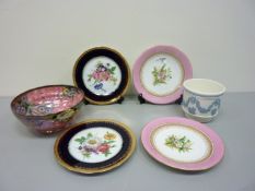 Pair Royal Worcester plates painted with floral sprays (1877), pair Limoges plates,