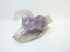 Chinese carved amethyst horse L16cm