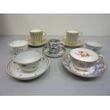 Pair 19th century cups and saucers retailed by Storey & Son London,