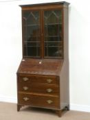 Early 20th century mahogany bureau bookcase fitted with two astragal glazed doors enclosing