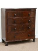 Early 19th century mahogany bow front chest fitted with two short and three long graduating drawers,