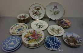 Set of five Hutschenreuther collectors plates decorated with floral bouquets,