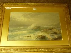 Waves breaking, 19th Century watercolour,