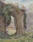Rowland Henry Hill (Staithes Group 1873-1952): Yorkshire Abbey, watercolour signed and dated 1924,