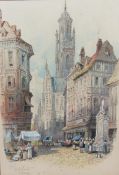 English School (19th/20th century): 'An Old Square Reims' & 'An Old Street Nimes',