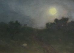 W H Watson (19th/20th century): Moonlit Landscape, oil on canvas,